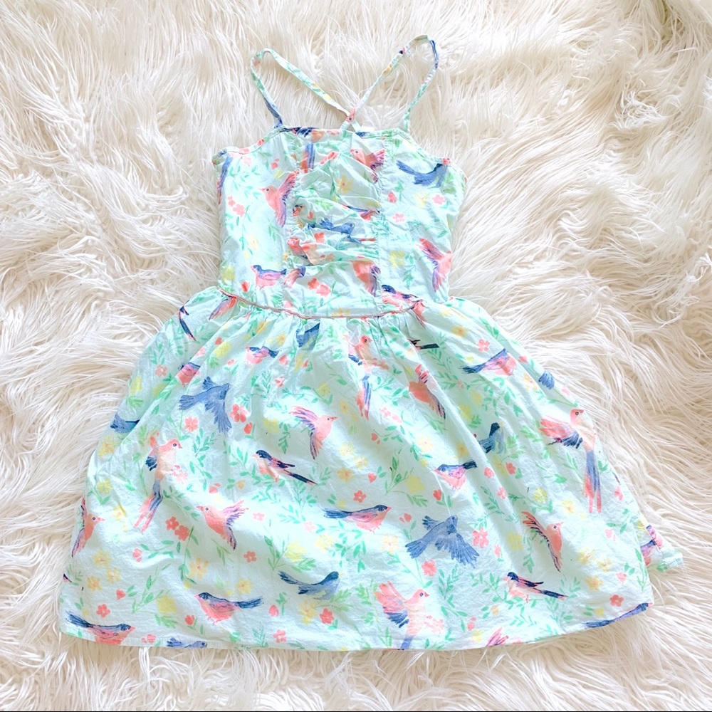Cherokee kids tropical bird print summer dress L